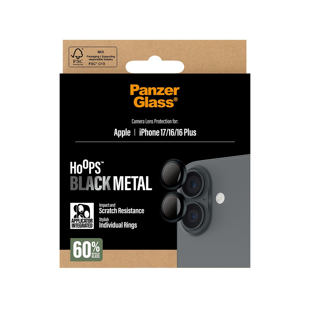 EAN 5715685025679 - PanzerGlass ® Hoops® Black Camera Lens Protector iPhone 17 | iPhone 16 | 16 Plus Protector de pantalla Ap imagen 3