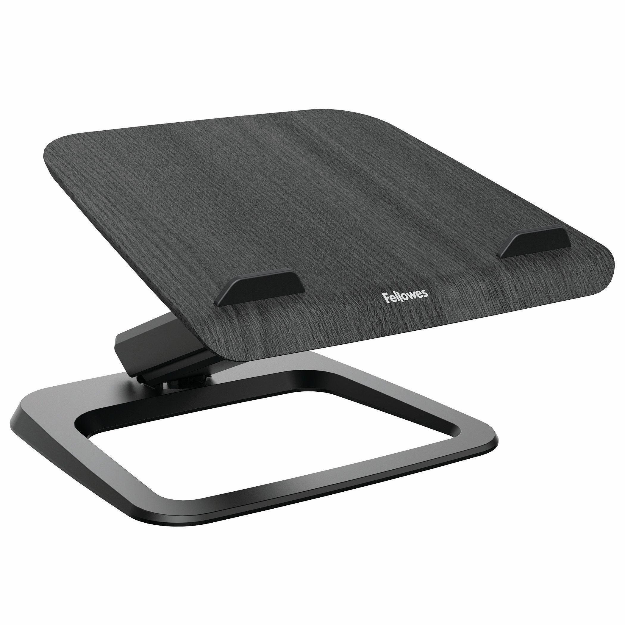 Fellowes Hana Soporte Para Portatil - Sistema De Muelle A Gas - Inclinacion Maxima 95º - 4 Puertos Usb - Base De Aluminio Y Plataforma De Madera - Hasta 29 Pulgadas - Color Negro