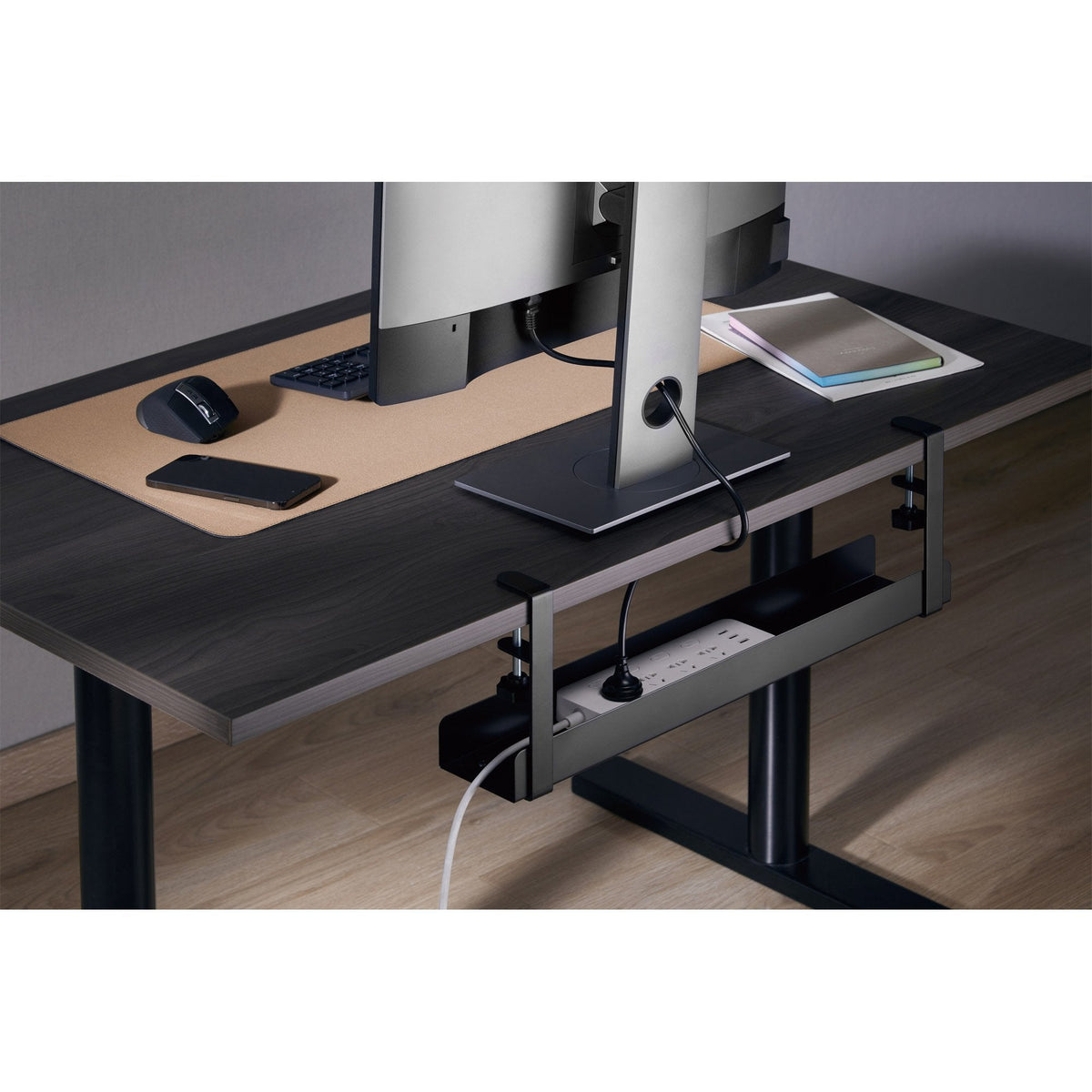 Inline® Cable Guide Rail, For Under-Table Mounting, With Screw Clamps, Black