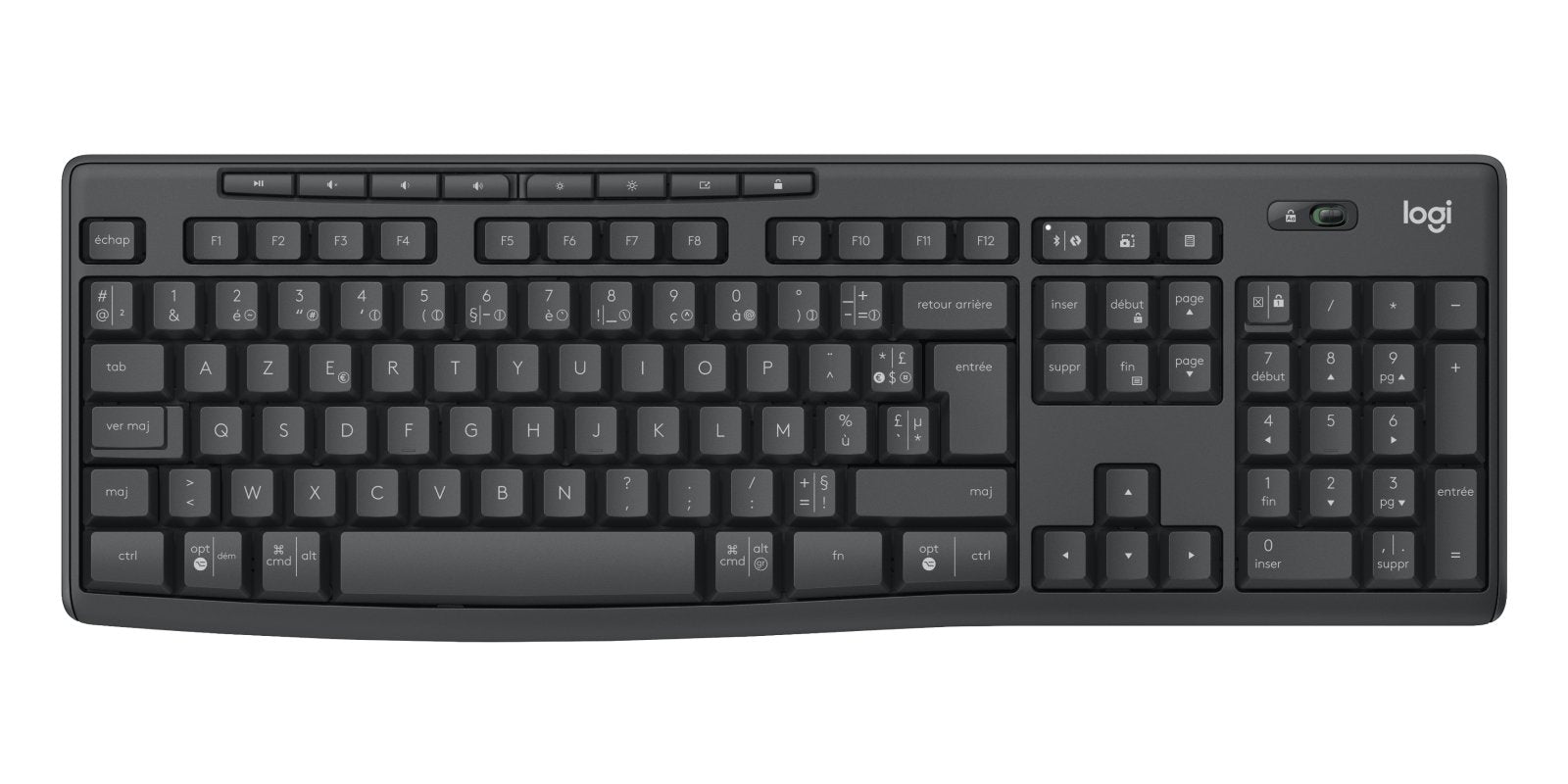 Teclado Francés + Ratón Logitech Mk370 Combo For Business Rf Wireless + Bluetooth Azerty Grafito