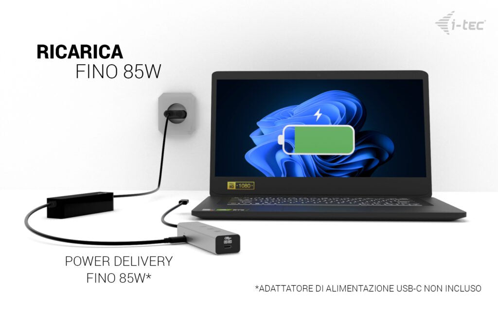 I-Tec Usb-C Charging Metal Hub 5port With Usb-C Video 8k 1xusb-C Video Data 1xusb-C Pd Data 1xusb-C 3.2 Gen1 2xusb-C 3.2 Gen2 Pd85w