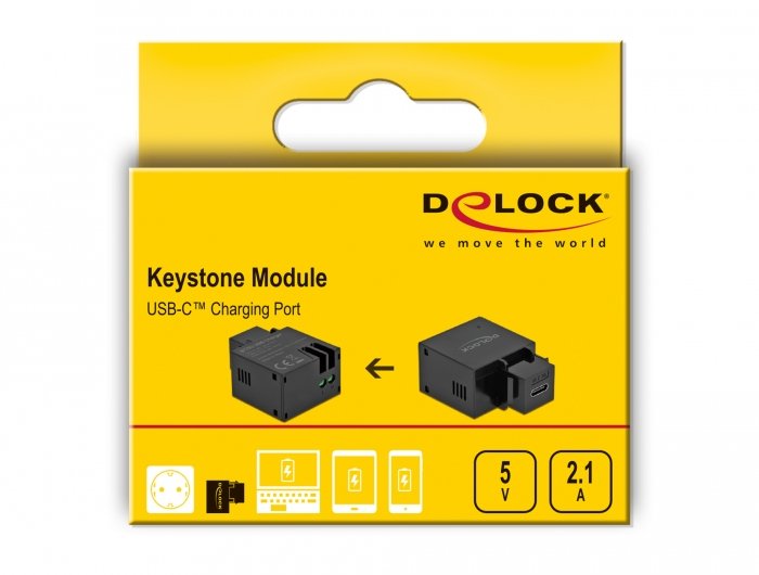 Keystone Modul Mit Usb Type-C Ladebuchse 2,1 A Schwarz