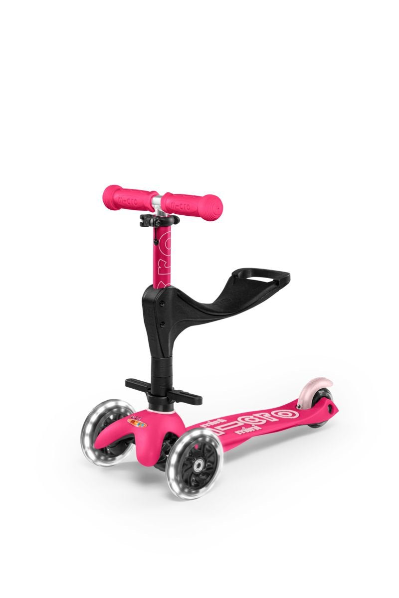 Patinete Micro Mini 3 En 1 Deluxe Plus Led Rosa