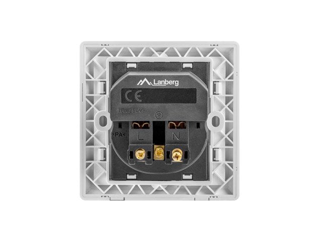 Roseta De Pared Lanberg Ac-Ws01-Usb2-F Con Toma Schuko 16a Y 2 Puertos Usb 2.1a Color Blanco