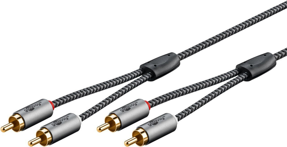Cable  3,00m  2xrca M 2xrca M Flexiplus Nylon Goobay