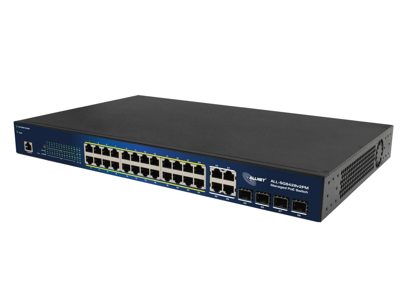 Allnet Switch Smart Managed Layer2 24 Port &Hll Poe Hdget 370w &Hll 24x Poe At &Hll 4x Sfp &Hll 19\" &Hll All-Sg8428v2pm
