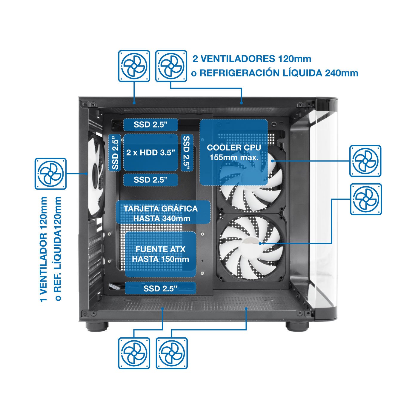 Coolbox Caja Pc Gaming Gm100 Vision Argb Microatx