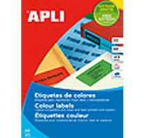Apli Etiquetas Rojas Permanentes  Para Inkjet, Láser Y Fotocopiadoras / 210 X 297 Mm/ Cantos Rectos - 100 Hojas-