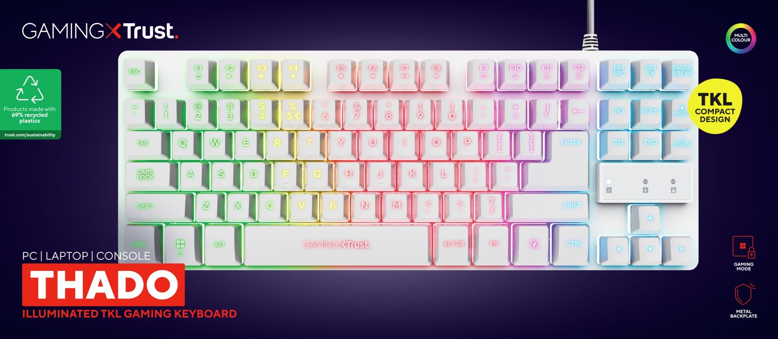 EAN 8713439247374 - Trust GXT 833W THADO teclado Juego USB QWERTY Inglés de EE. UU. Blanco imagen 9