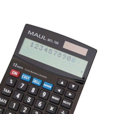 Maul Tischrechner Mtl 700, 12 Mellen, 2 Zeilen, Negro