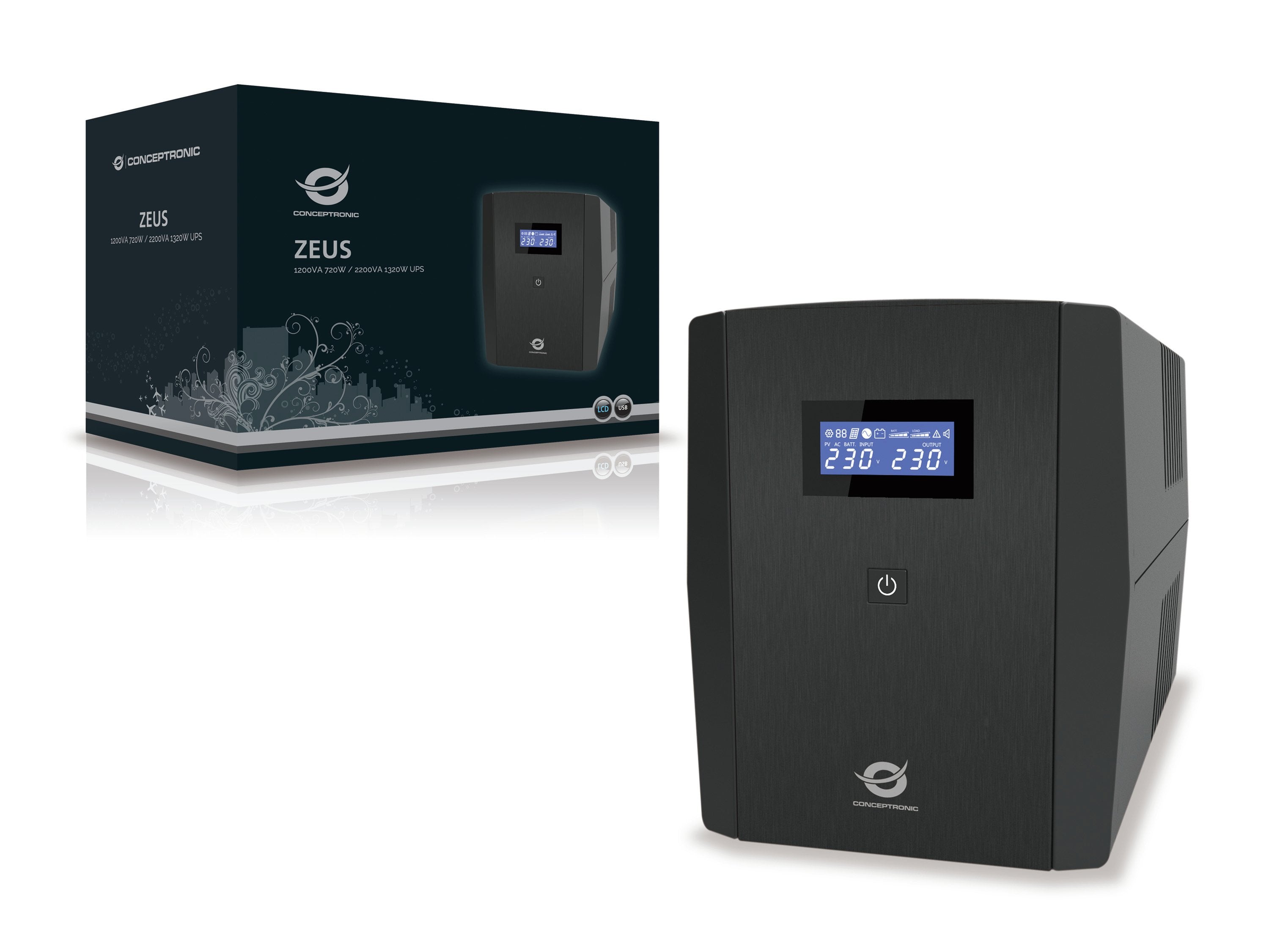 EAN 4015867205204 - Conceptronic ZEUS03EM sistema de alimentación ininterrumpida (UPS) Línea interactiva 1,2 kVA 720 W 5 sali imagen 2