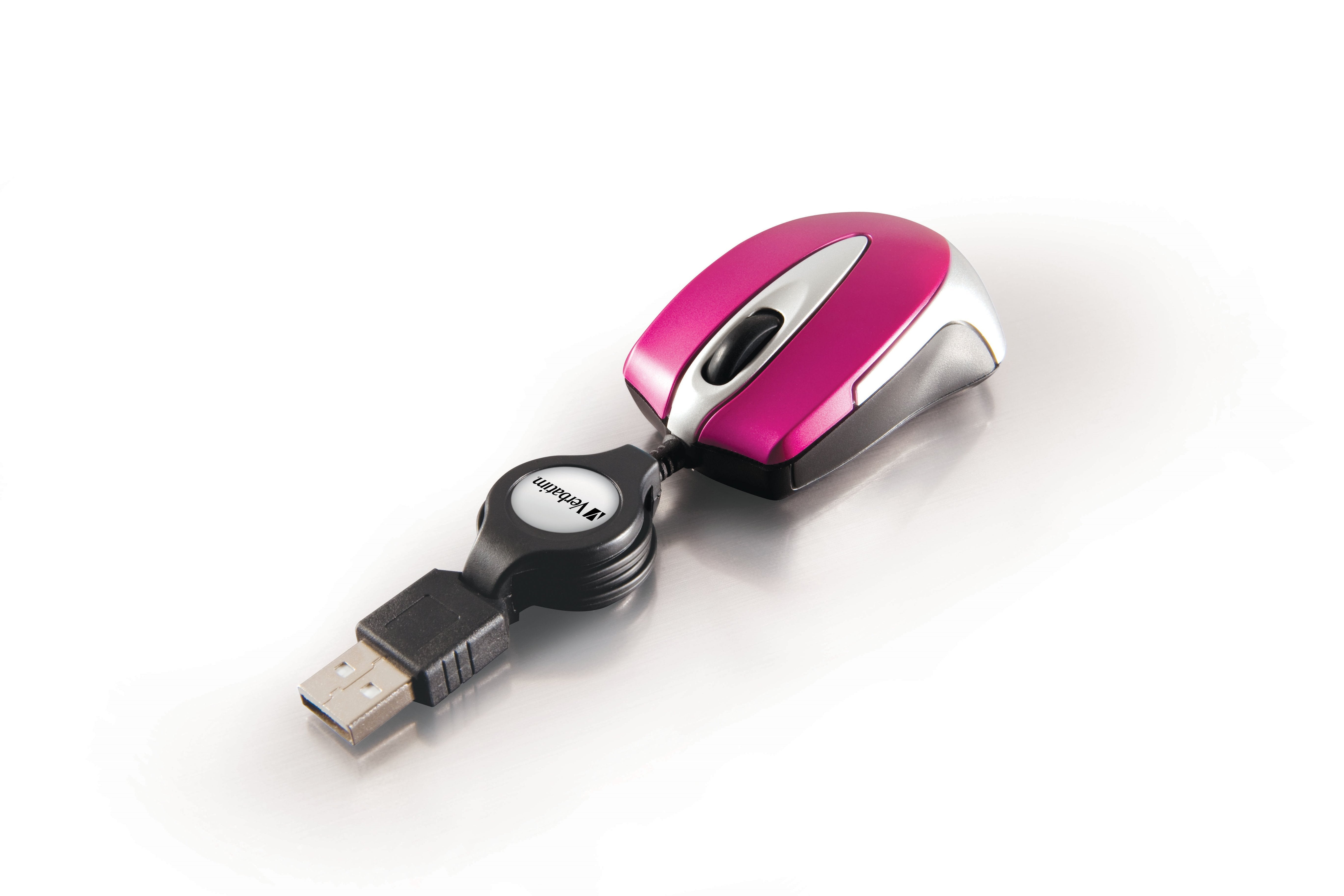 Verbatim Ratón Go Mini Cable Usb Retráctil 1000ppp Ultraportátil Fucsia