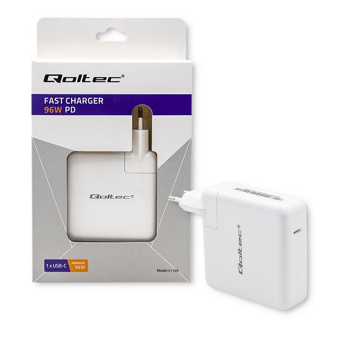 EAN 5901878517094 - Qoltec 51709 cargador de dispositivo móvil Universal Blanco Corriente alterna Carga rápida Interior imagen 2