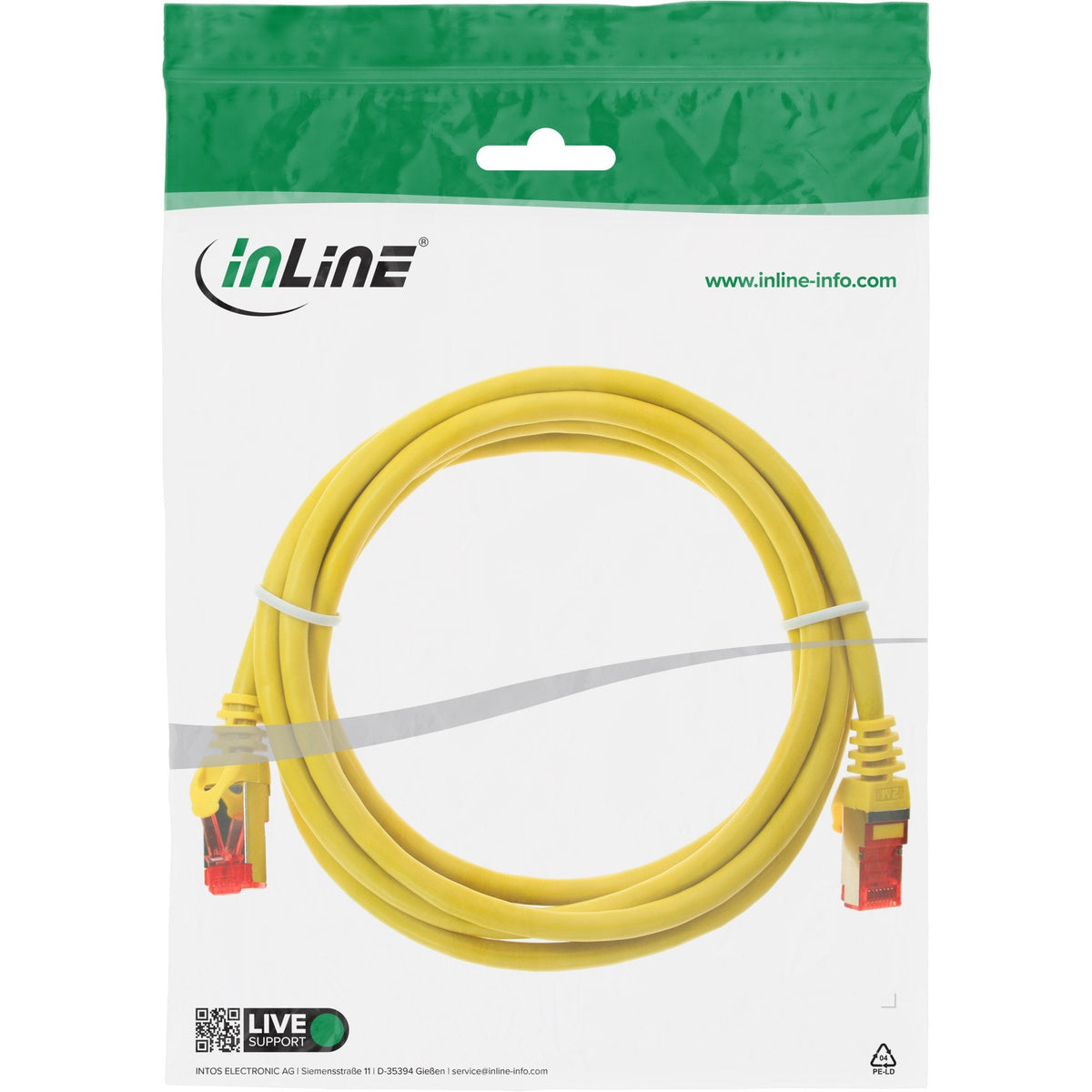 Cable De Red Inline S/Ftp Pimf Cat.6 250mhz Pvc Amarillo Cobre 1,5m