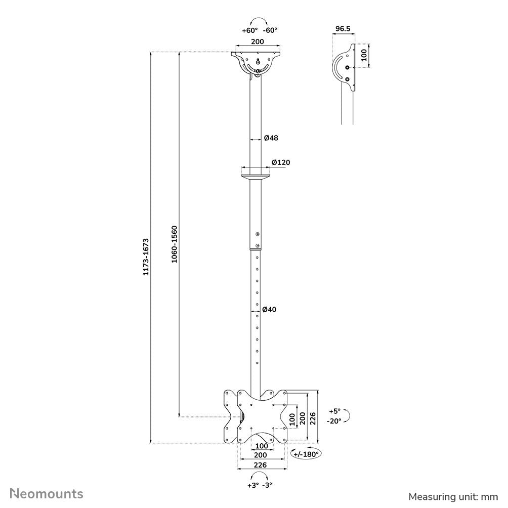 Soporte Neomounts Deh 23"-43" 2tft 2gelenke H:106-156cm Max.45 Schwa