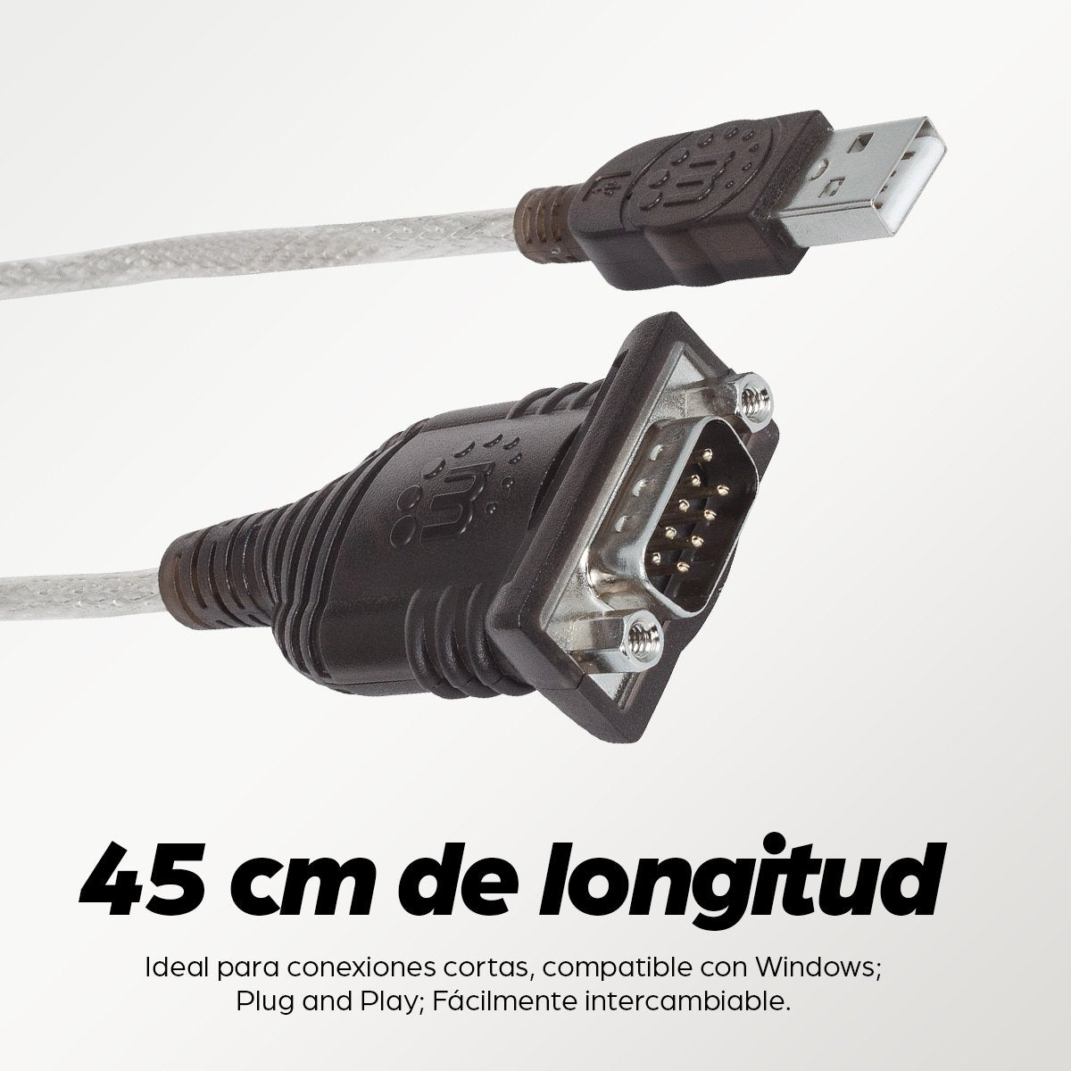 EAN 0766623205153 - Manhattan 205153 cable de serie Negro, Transparente 0,45 m USB A Serial/COM/RS232/DB9 imagen 6