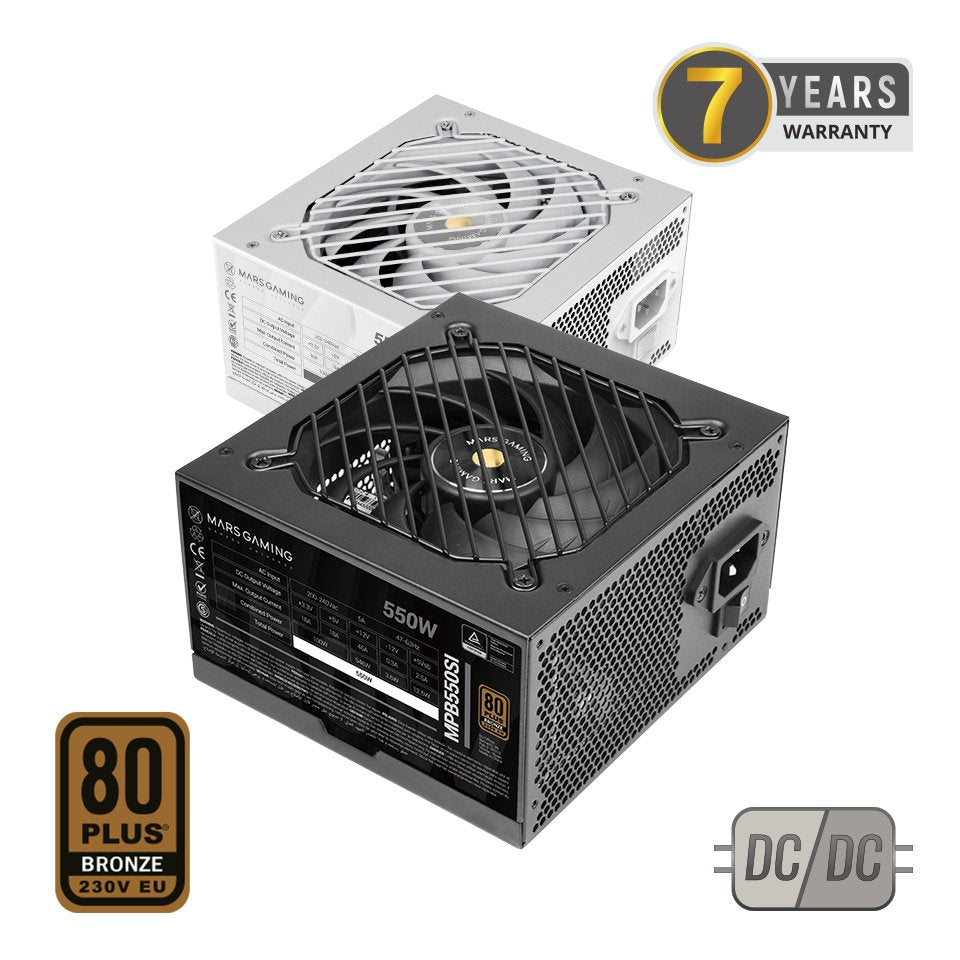 Fuente Alim. 550w Si 80+ Mars Gaming 550w/ 80 Plus Bronze/ Ventilador Extreme Silence 120mm