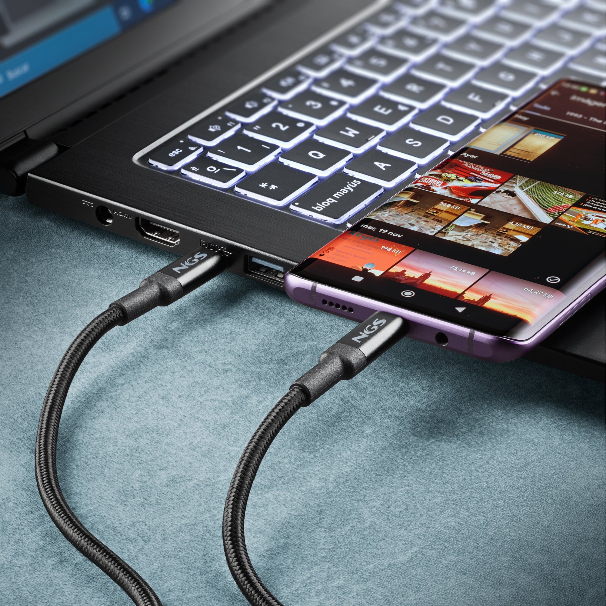 EAN 8435430625875 - NGS KNOT 100W-3 cable USB USB 2.0 3 m USB C Negro imagen 10