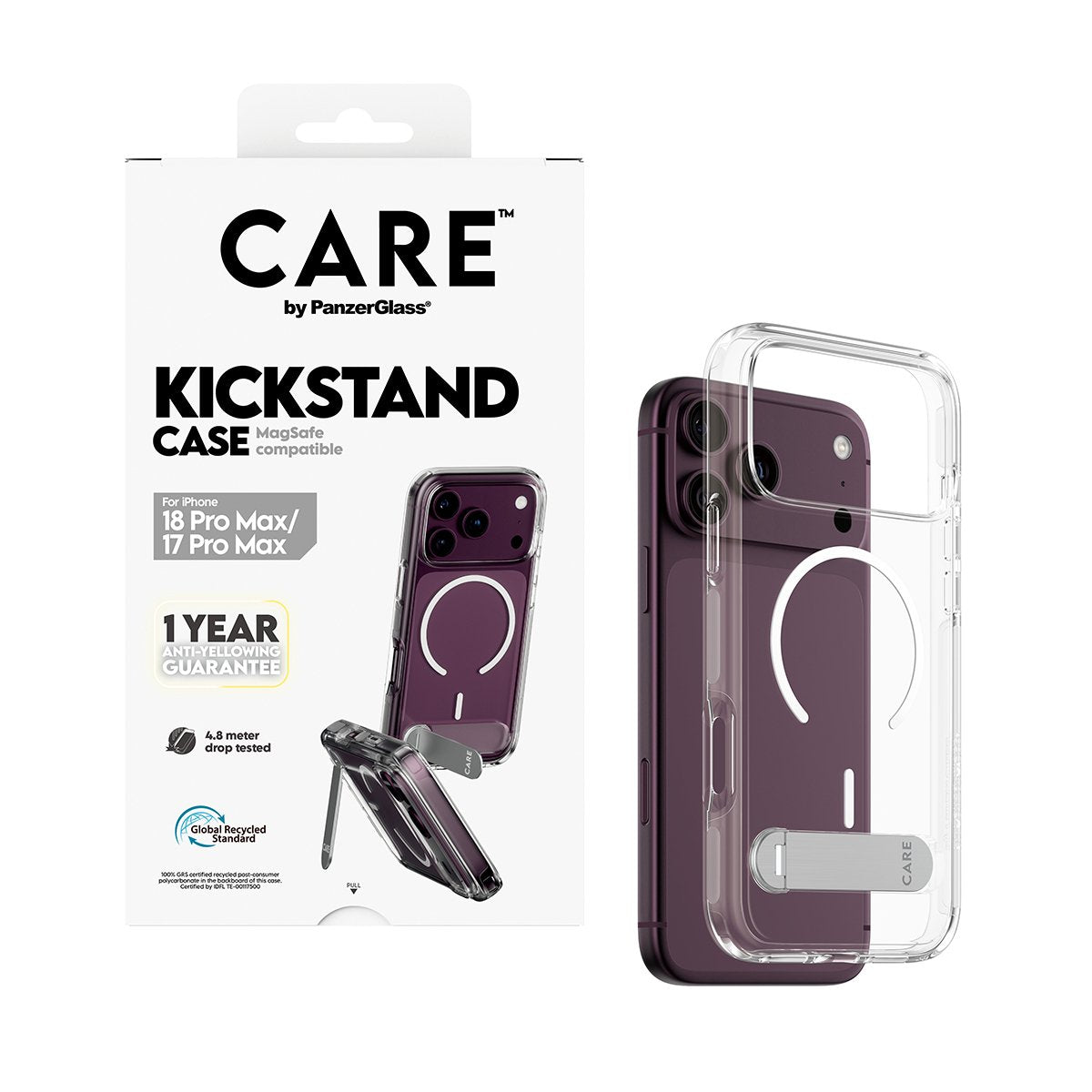Panzerglass Care Kickmand Case Transp.White Magsafe Iphone 18pro Max/17 Pro Max