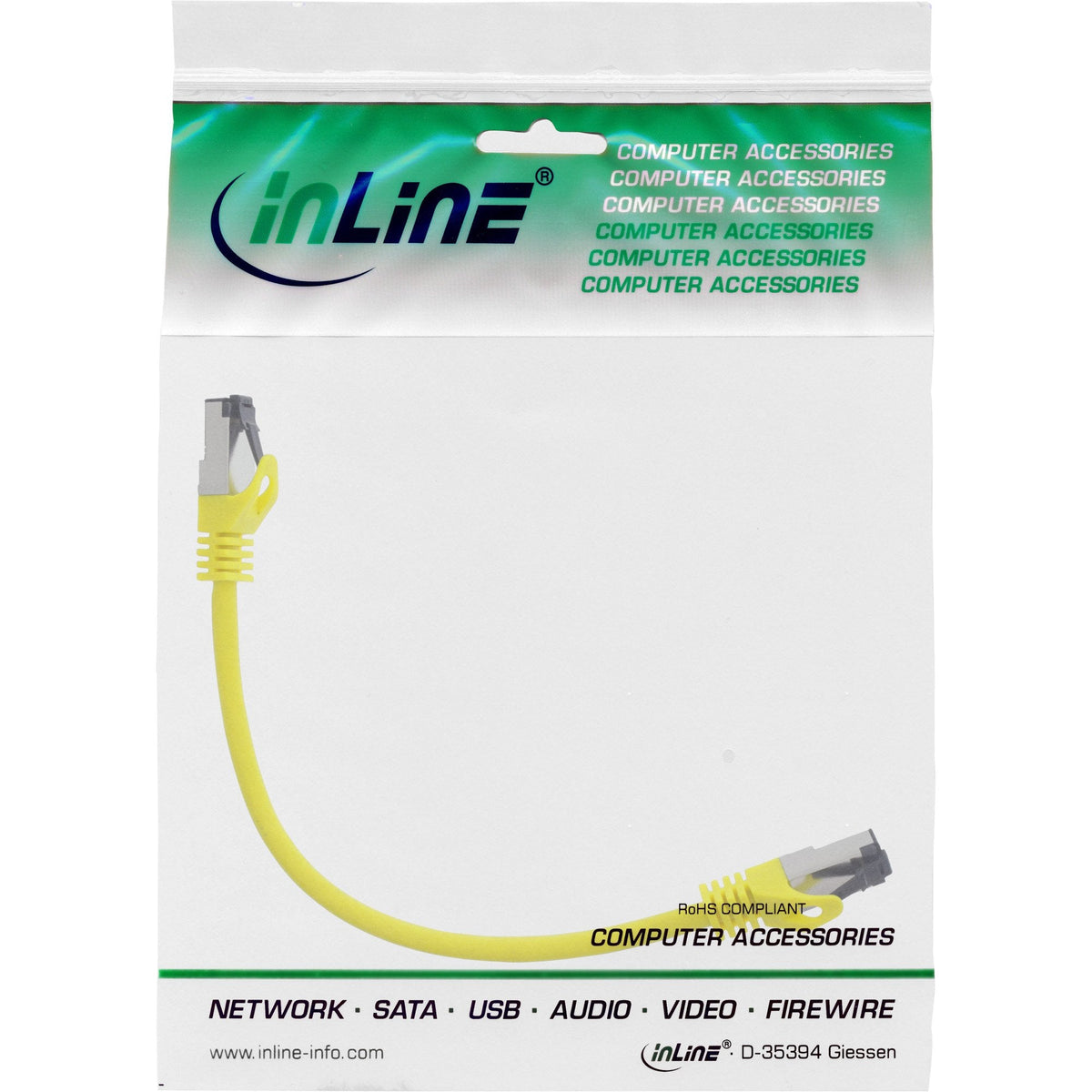 Cable De Red Inline S/Ftp Pimf Cat.8.1 Libre De Halógenos 2000mhz Amarillo 0,25m