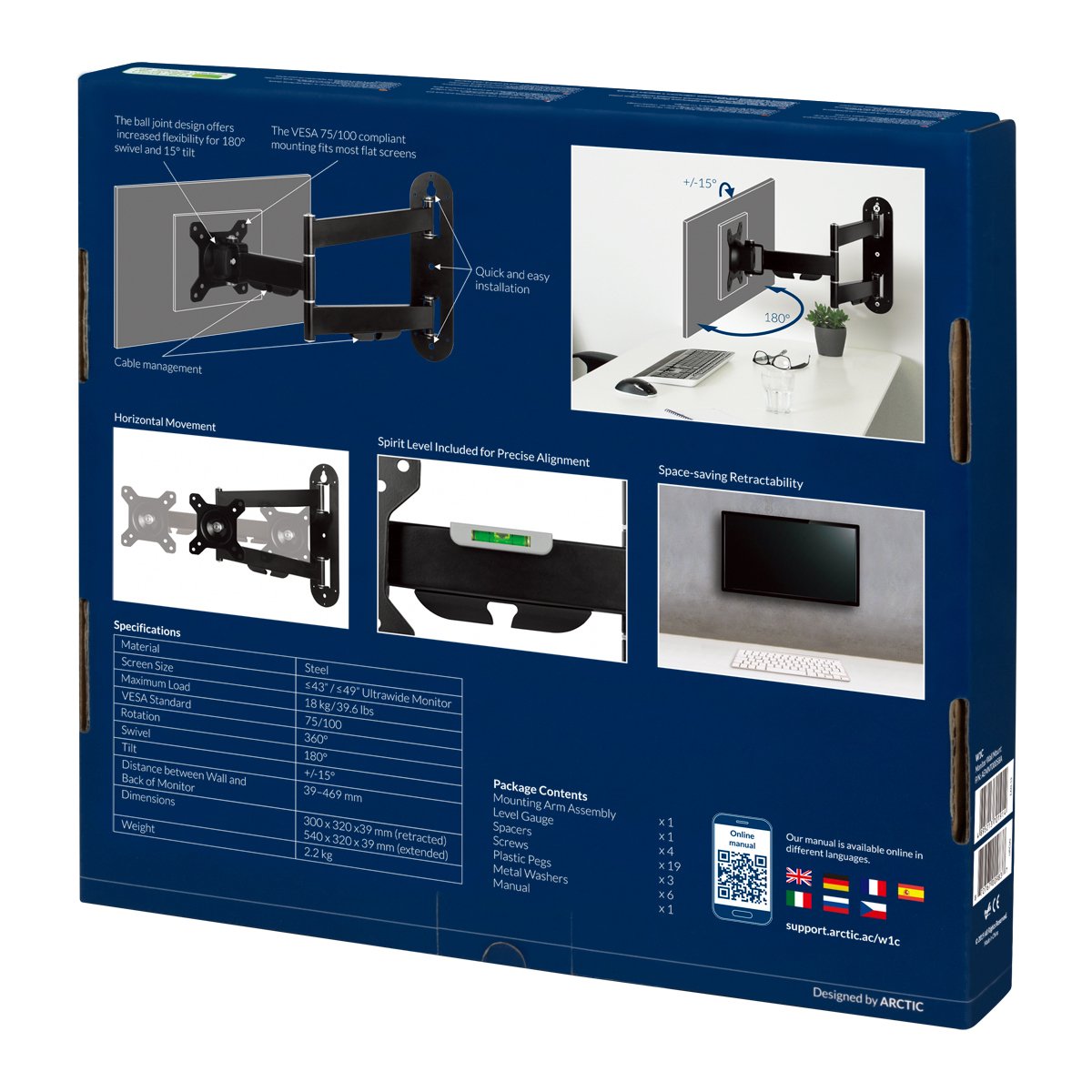 Arctic Soporte De Pared Arctic Para Monitor W1c