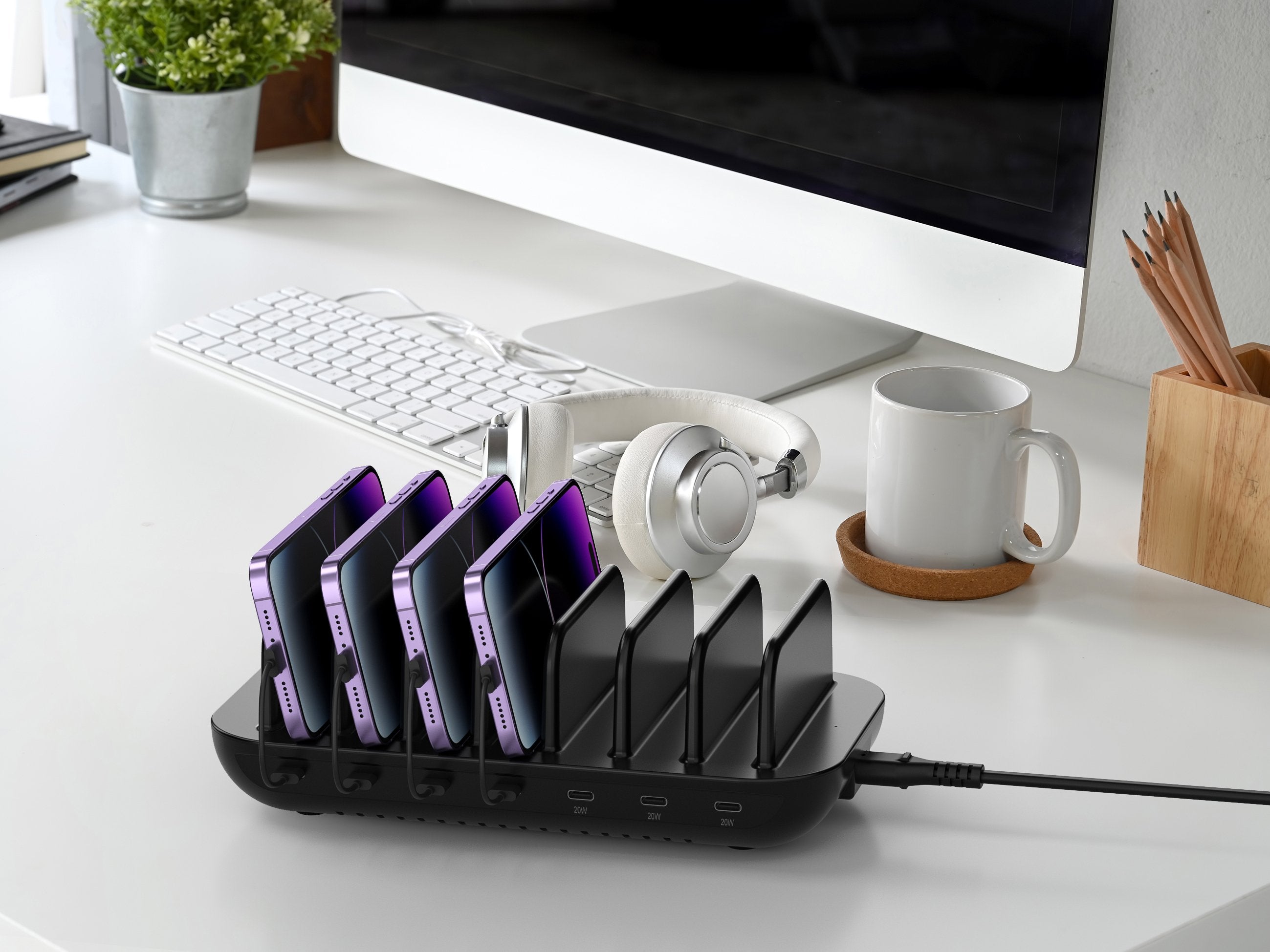 Estacion De Carga Usb-C Conceptronic 7 Puertos 160w Pd