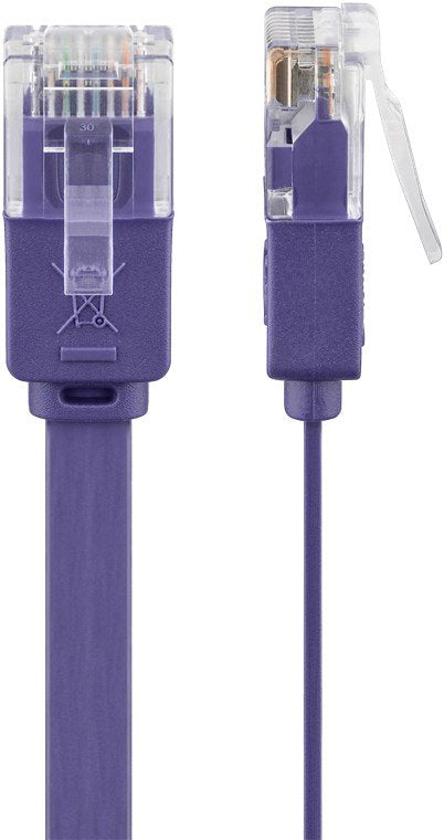 Latiguillo Cat 6, U-Utp,  2.00 M, Violeta, Plano Cu-Pvc