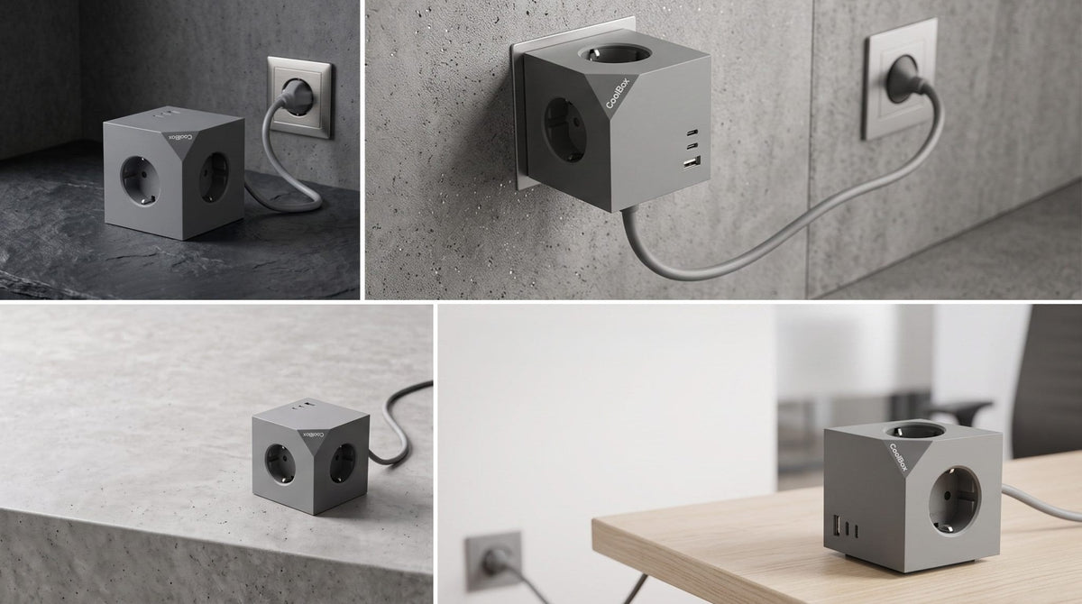 Base 3 Enchufes Cubo Magnetica Con Carga Usb Y Cable Ac Integrado