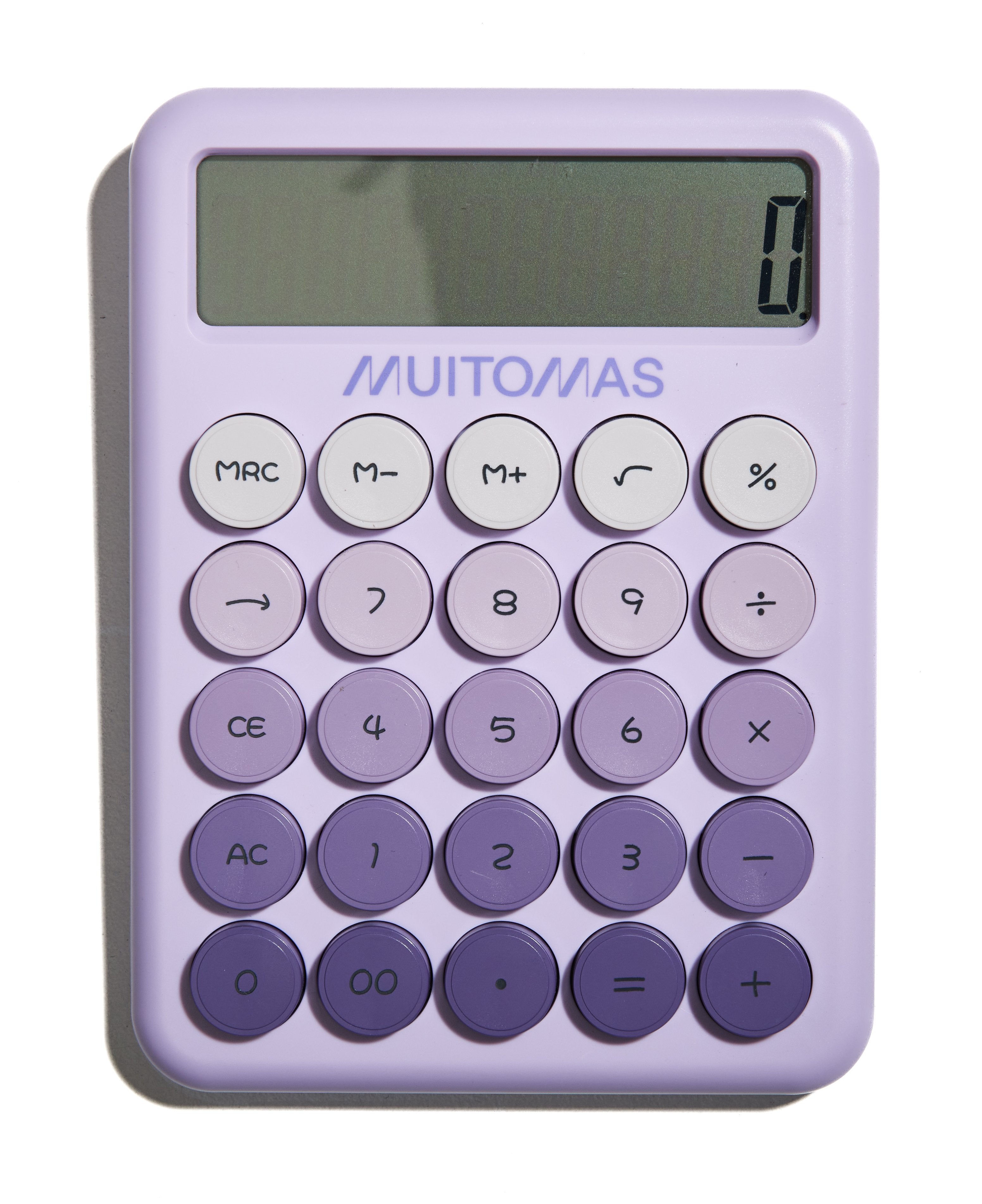 Calculadora  Muitomas, Portátil Con Pantalla Grande De 12 Dígitos, Funciona Con Batería Aaa, Color Lila