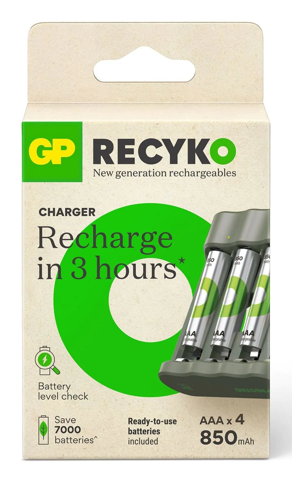 Cargador  Gp Recyko B441 Modelo Usb De 4 Puertos Incl.4xaaa Nimh 850mah