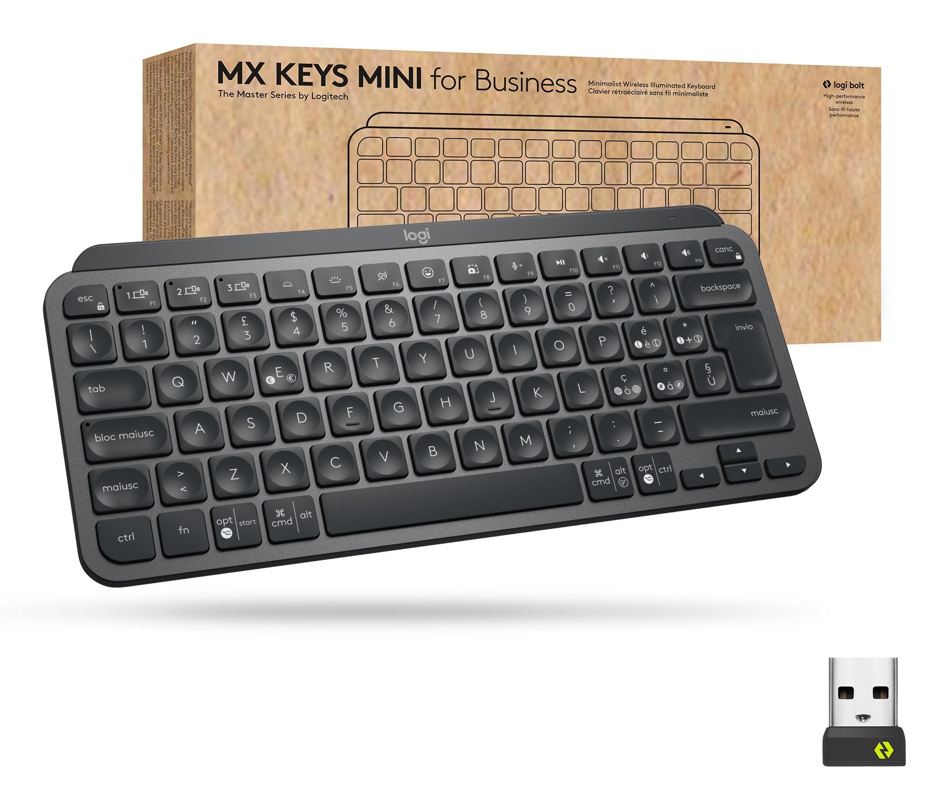 EAN 5099206101395 - Logitech MX Keys Mini For Business teclado Oficina RF Wireless + Bluetooth QWERTY Italiano Grafito imagen 7