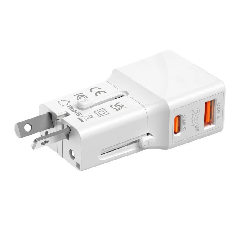 Mobile Origin Travel Adapter 25w Eu/Us/Uk/Au, White