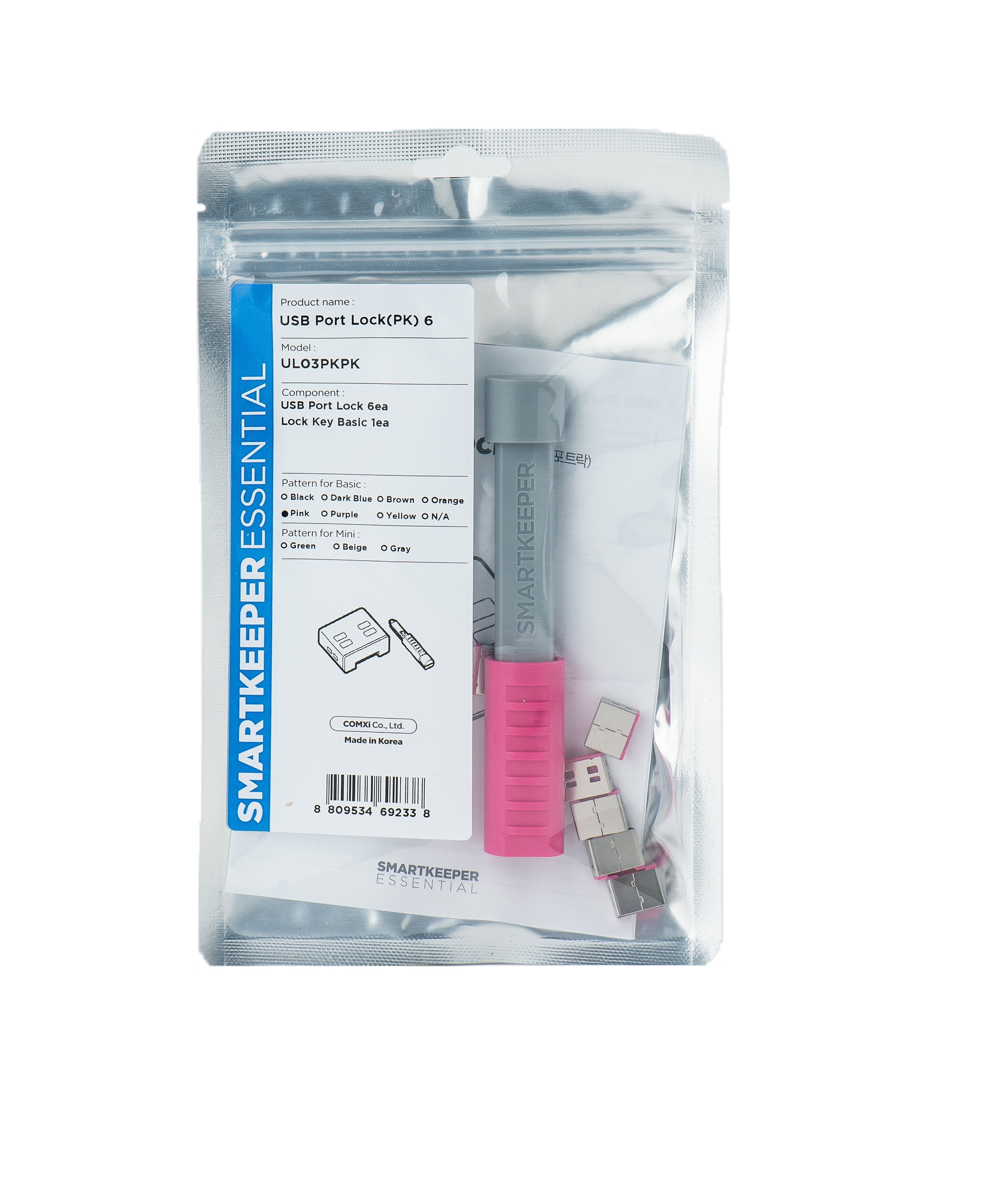 Bloqueador Smartkeeper Basic "Puerto Usb-A" Rosa 6 Piezas + Llave