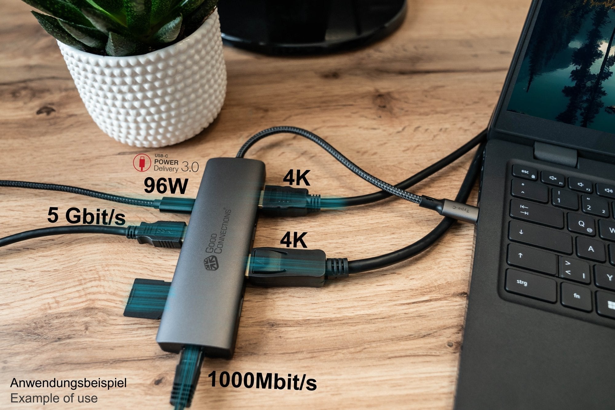 EAN 4014619881529 - Alcasa HUB-C001A hub de interfaz USB Tipo C 5000 Mbit/s Antracita imagen 5
