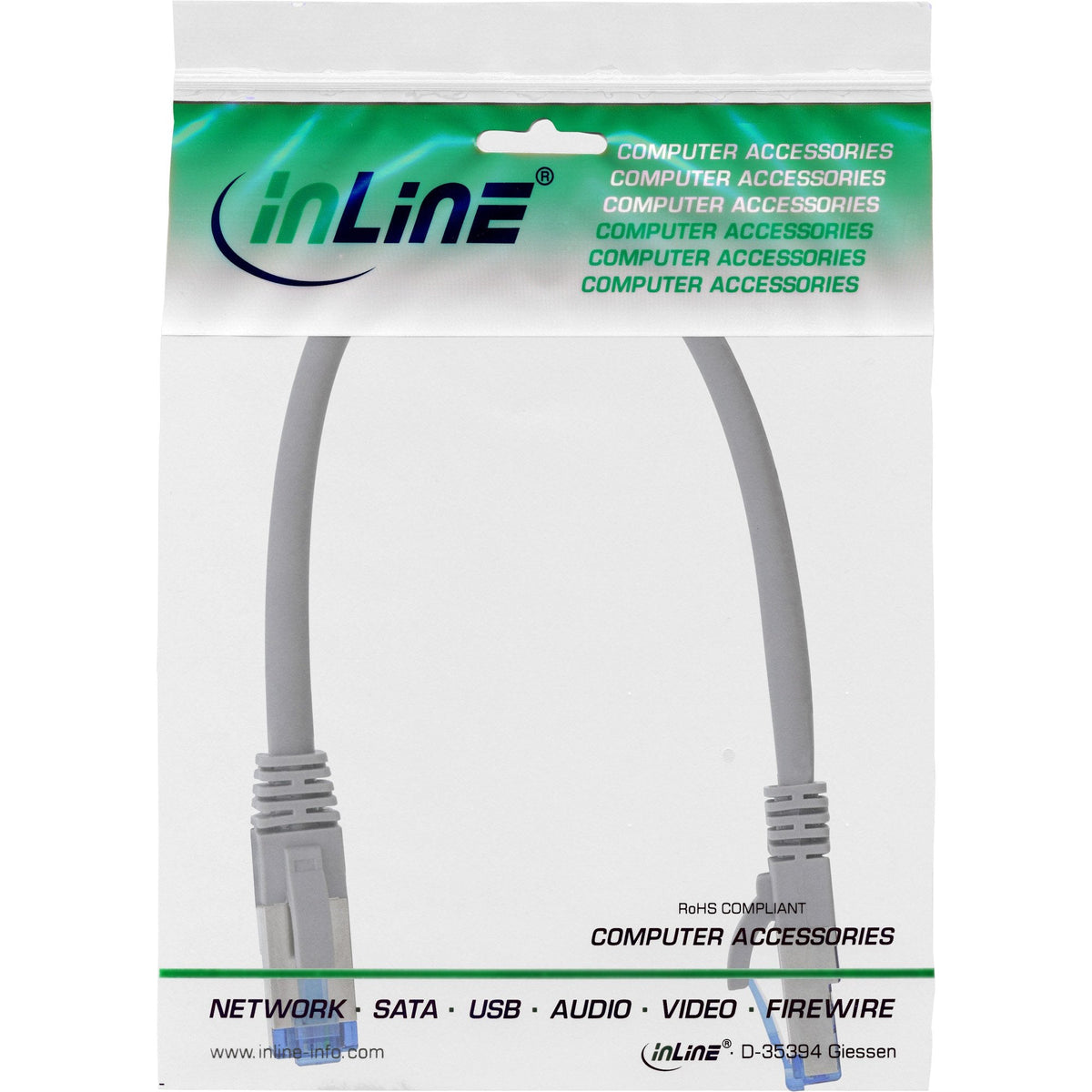 Inline® Cable De Red S/Ftp Pimf Cat.6a Halogen Free 500mhz Gris 0.25m