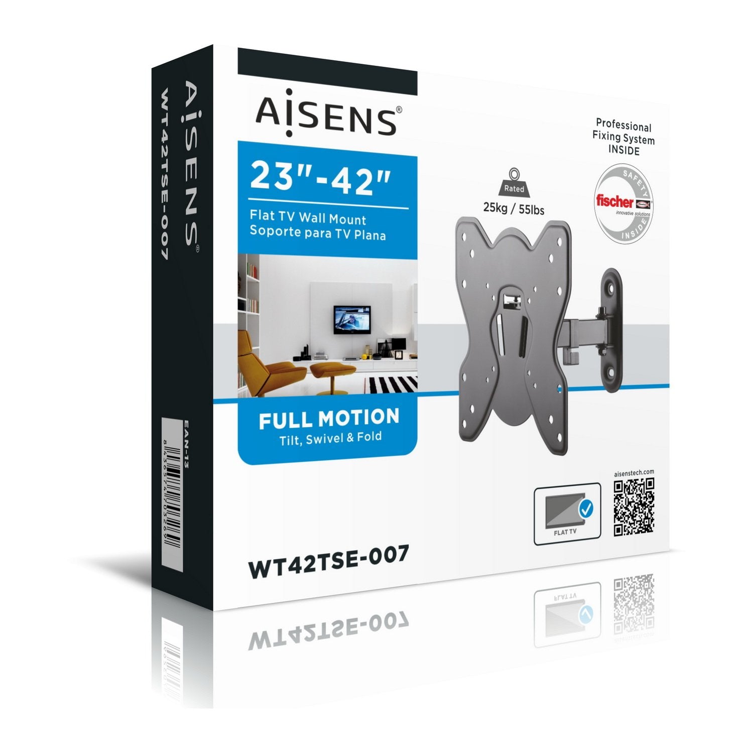 Aisens Soporte De Pared Para Pantallas 23-42'/58-106cm Hasta 25kg (2 Pivotes) Extensible / Giratorio / Inclinable Vesa Max. 200*200