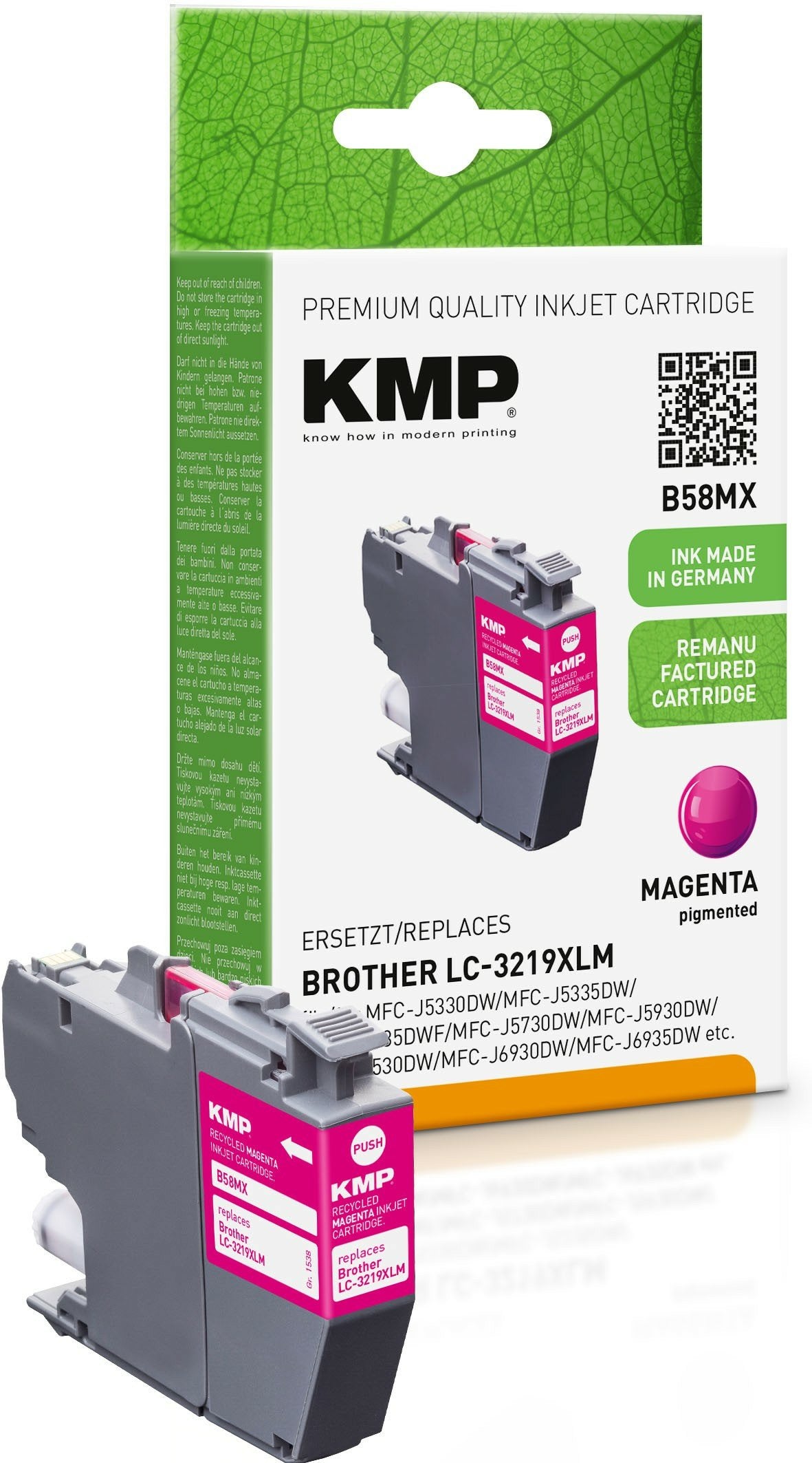 Kmp Cartucho Brother Lc3219xlm Magenta 1500 S. B58mx Refilled