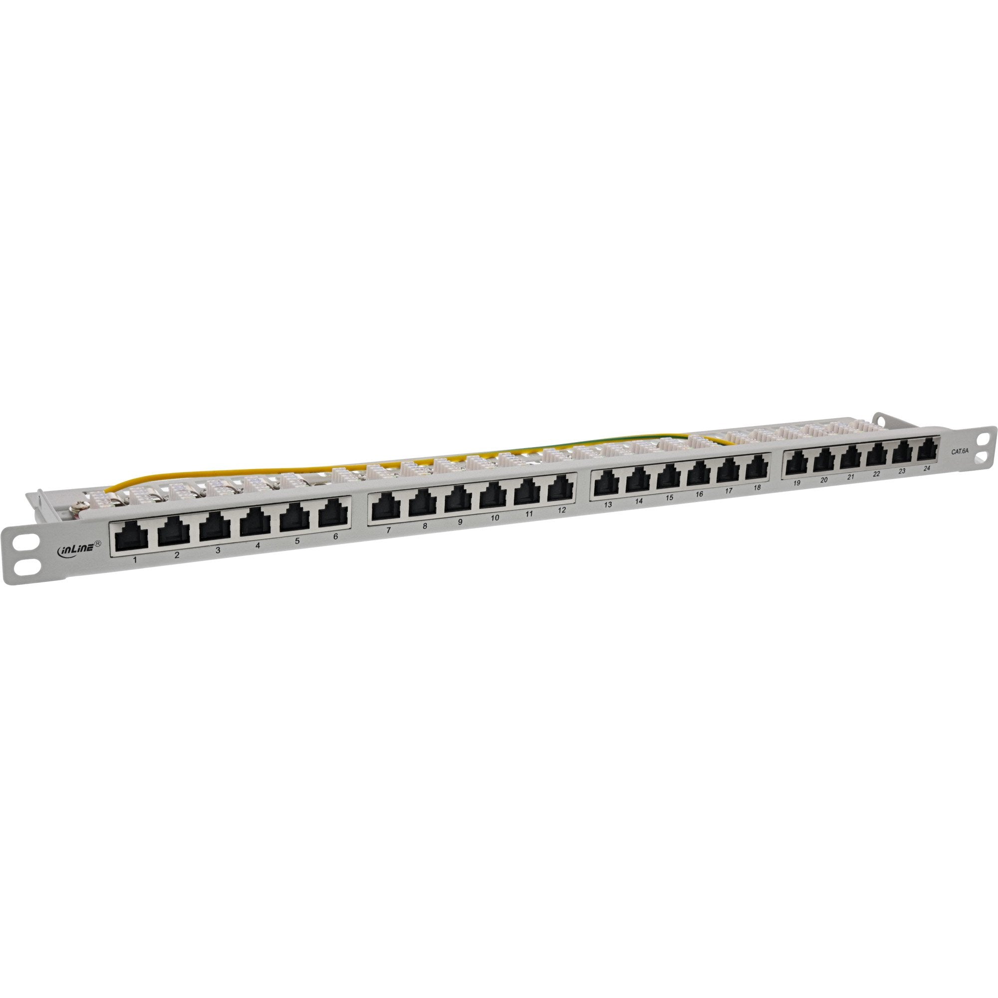 Inline® 19" Patch Panel Cat.6a 0.5 U 24-Port, With Dust Projoection, Gris