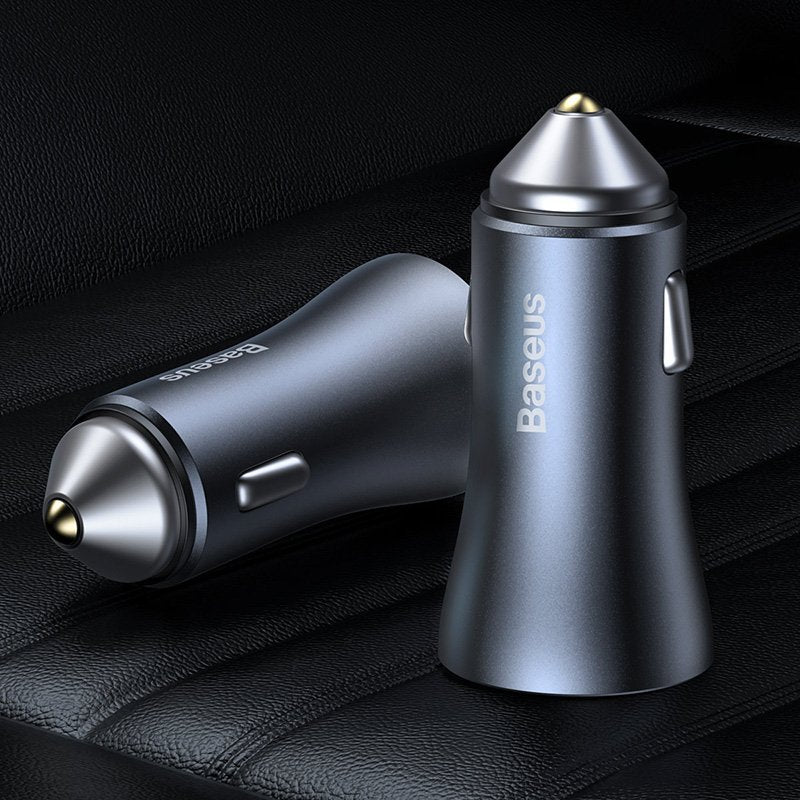 Baseus Car Charger Golden Contactor Pro Dual Quick Charger U+C Power Delivery 3.0 Quick Charge 4, Scp Fcp Afc 40w Dark Gray (Ccjd-0g)
