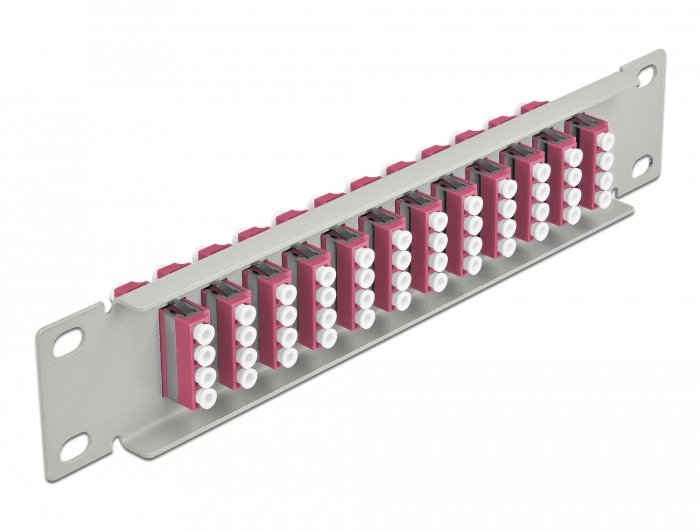 Delock 66800 Panel De Conexión De Fibra Óptica De 10" De 12 Puertos Lc Quad Violeta 1u Gris