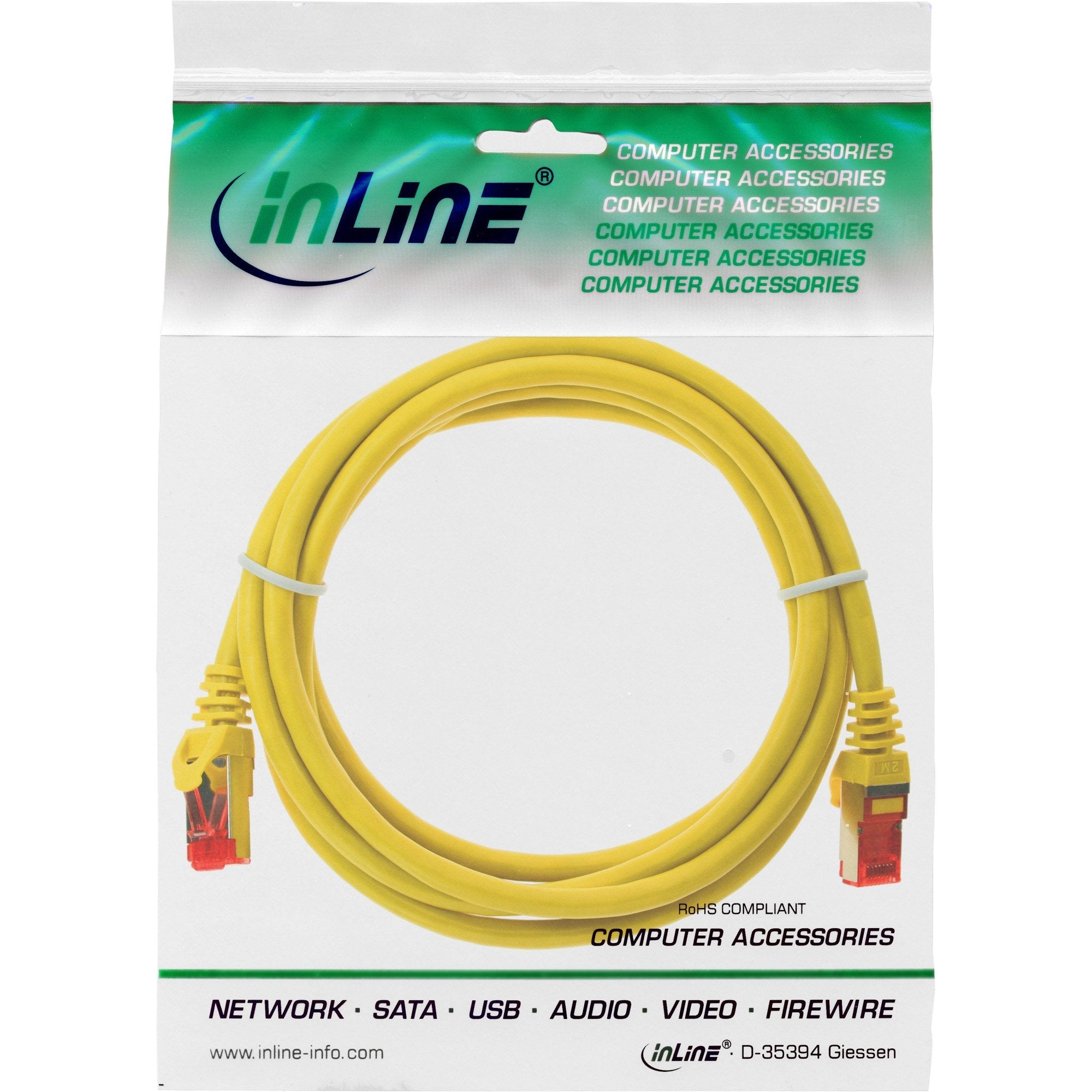 Cable De Red Inline S/Ftp Pimf Cat.6 250mhz Pvc Cca Amarillo 0.5m