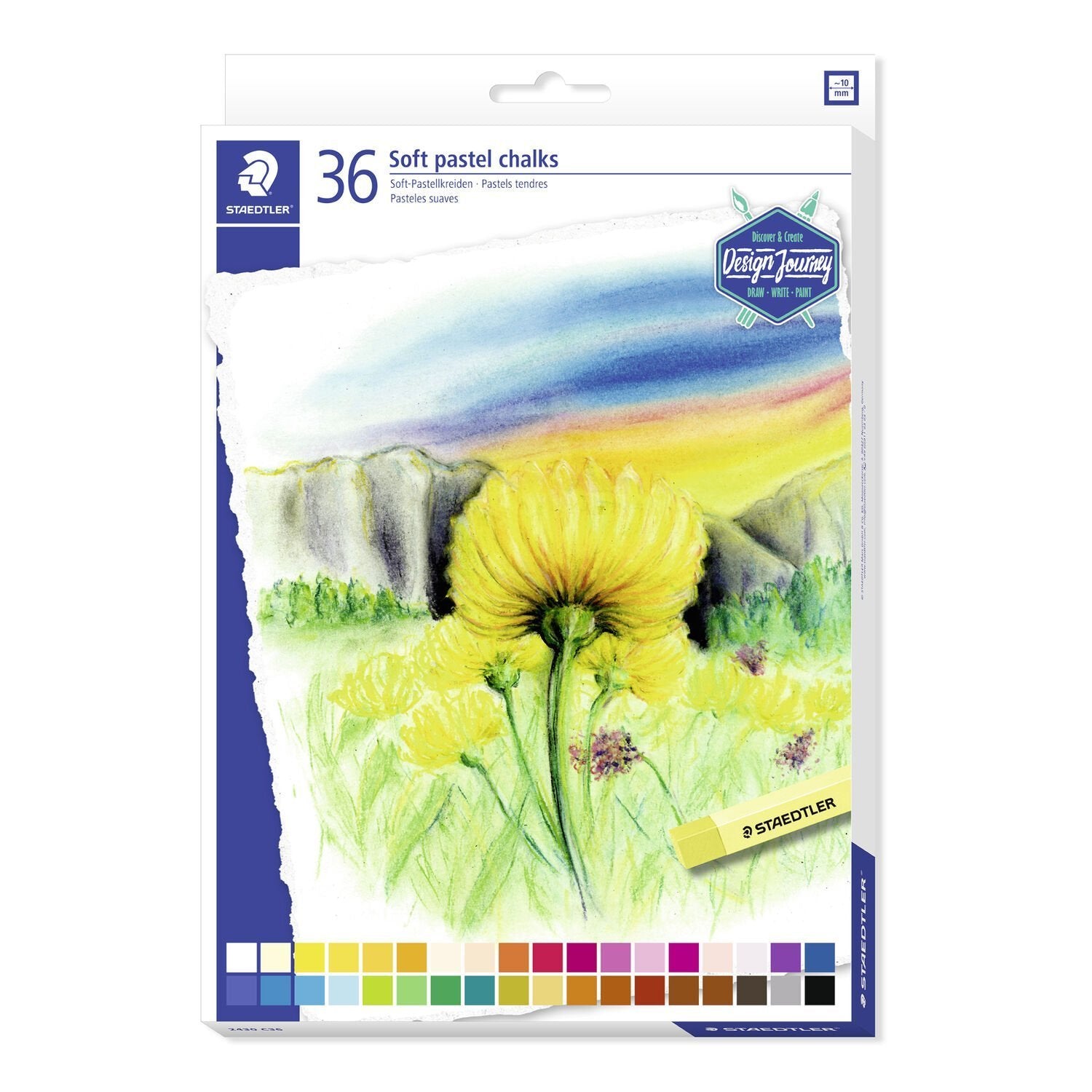 Staedtler 2430 Pack De 36 Tizas Pastel Suave - Excelentes Para Mezclar Colores - Resistencia A La Luminosidad - Colores Surtidos