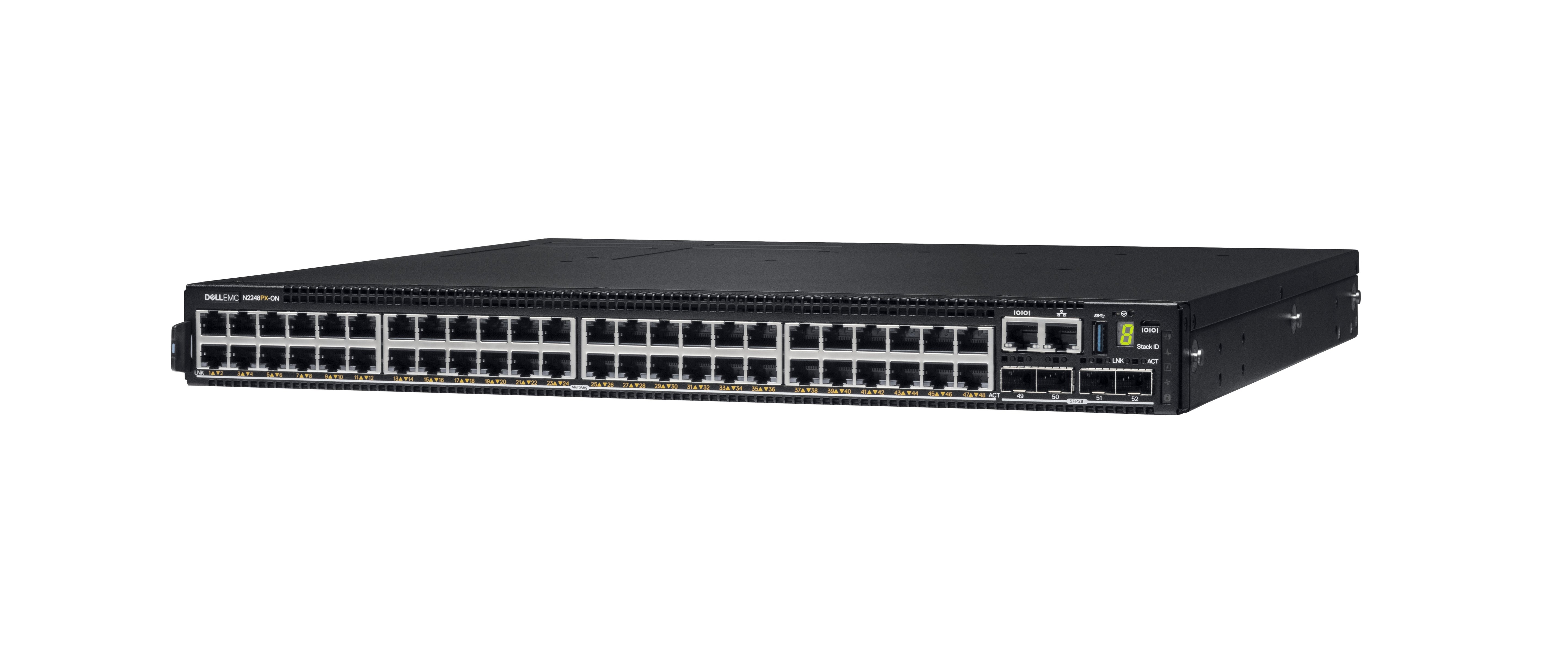 Dell Powerswitch N2248px-On 48x1,2.5g Poe 30w,60w 4x25g 2x40g Stacking 1xac Psu Io,Ps Airflow Os6