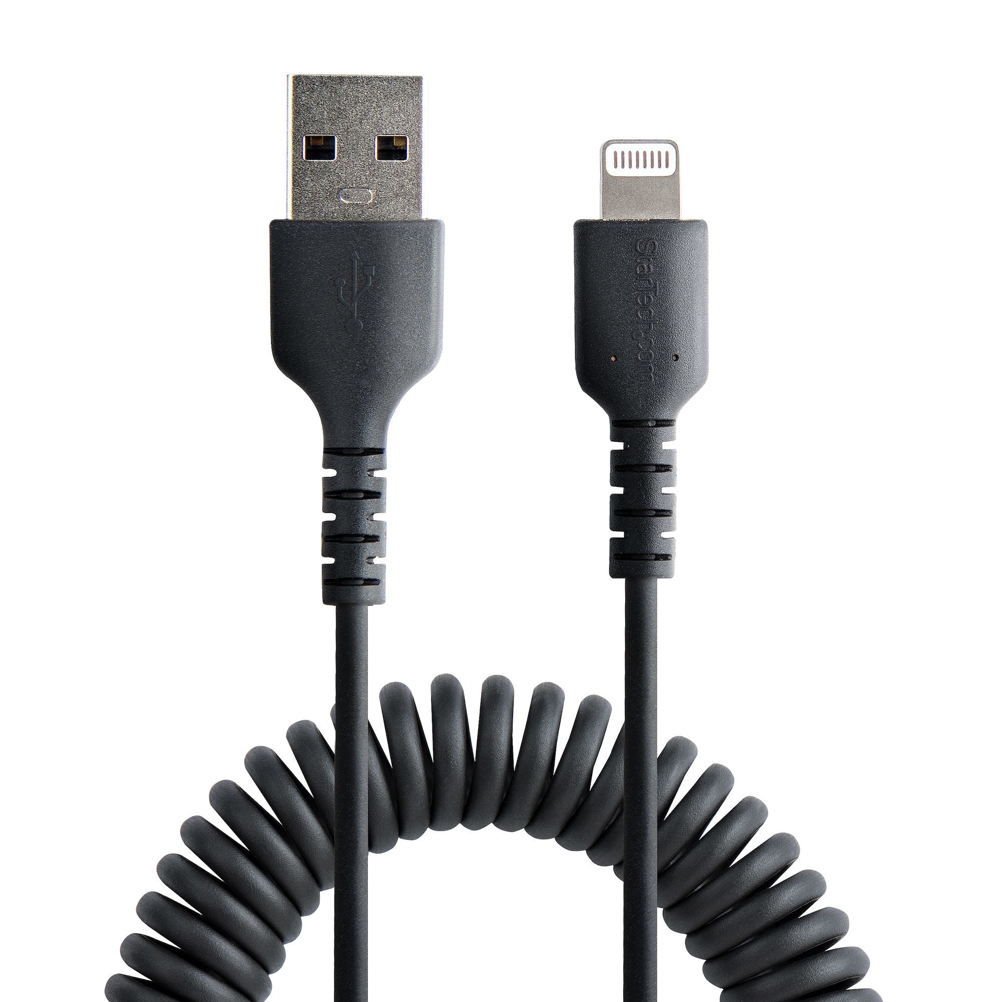 Usb To Lightning Cable - 1m    Cabl (3.3ft) Coiled Cable Black