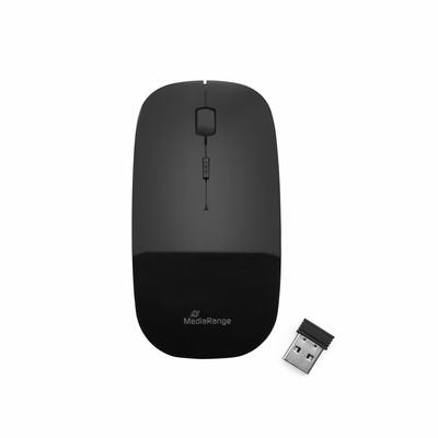 Mediarange Raton Wireless 3 Tasten, Geräuscharm Schwarz Glänz