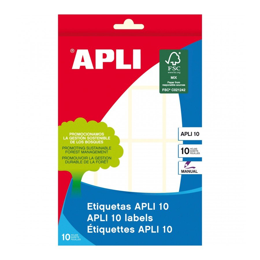 Apli Etiquetas Adhesivas 25x40mm Escritura Manual C/Romos 16 X 10h Blanco