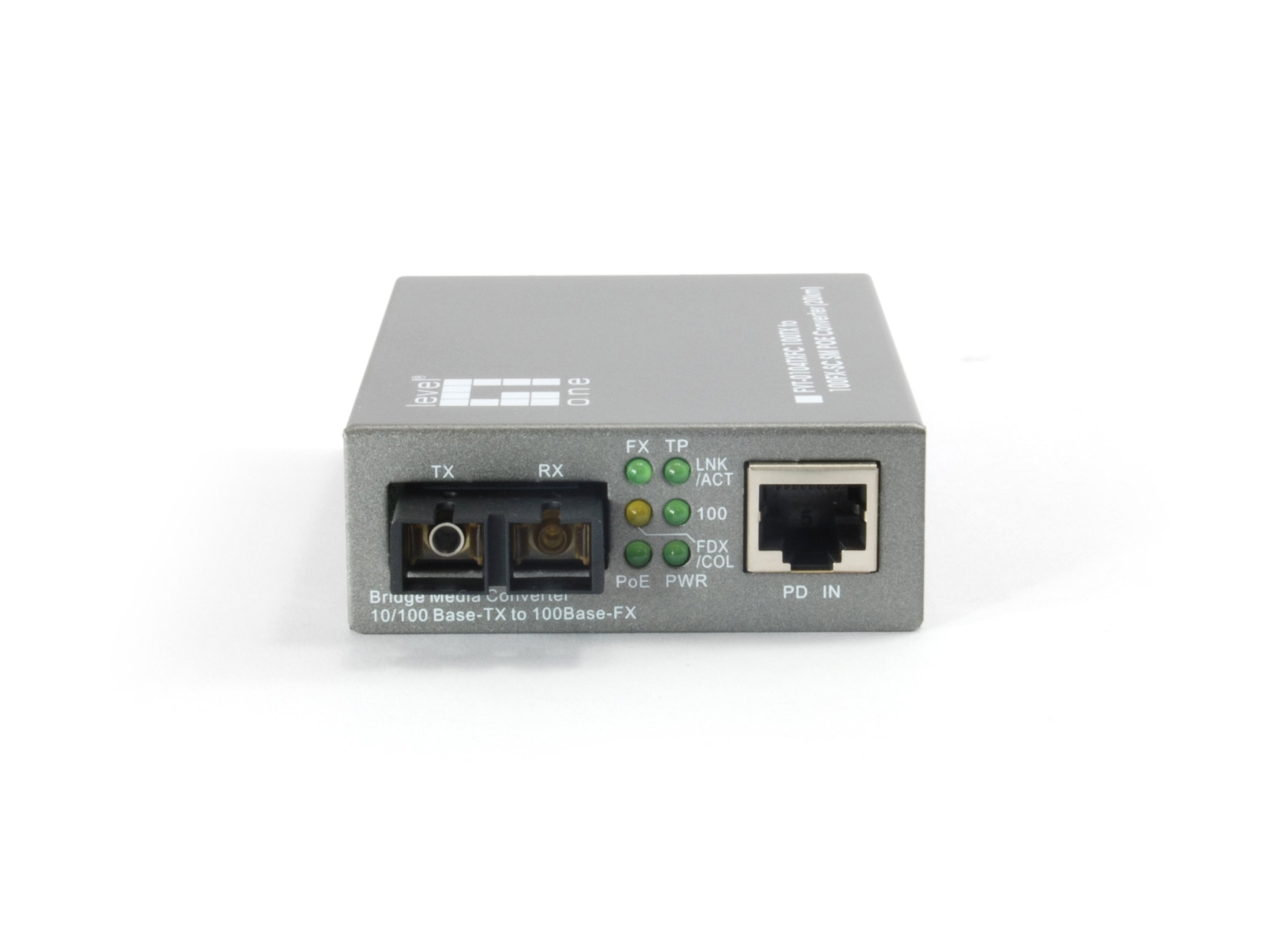 Conversor Fibra Optica Level One  10/100tx A 100fx Sc Con Poe (20km)