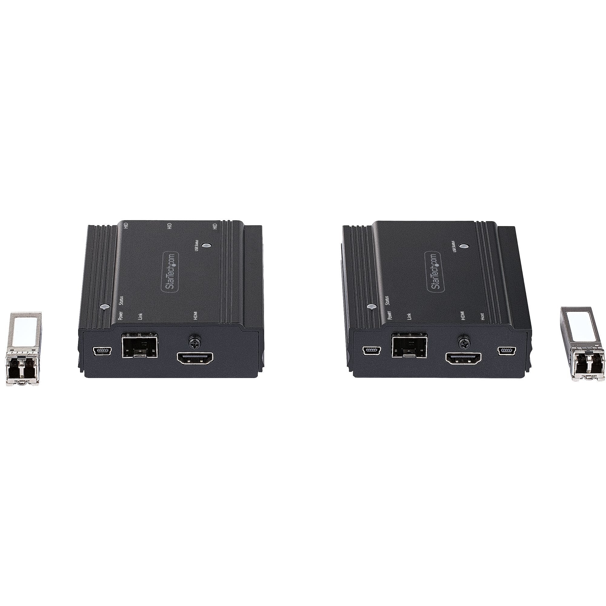 Startech.Com Extensor Kvm Hdmi De 4k Por Fibra - Alargador De Consola Switch Kvm Con Vídeo Hdmi Y Usb Remoto - Hasta 300m (Multimodo) - Con 2 Módulos Sfp+ Mmf De 10gb - (Tx/Rx)
