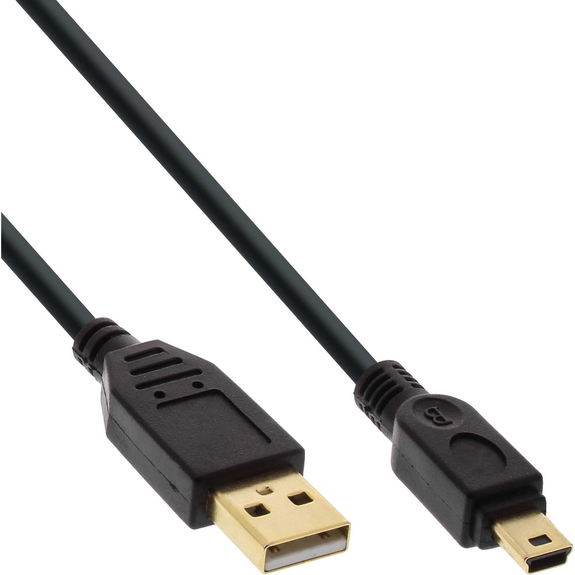 Inline Usb 2.0 Mini Cable Tipo A Macho A Mini-B Macho 5 Pines Negro / Dorado 0,5 M