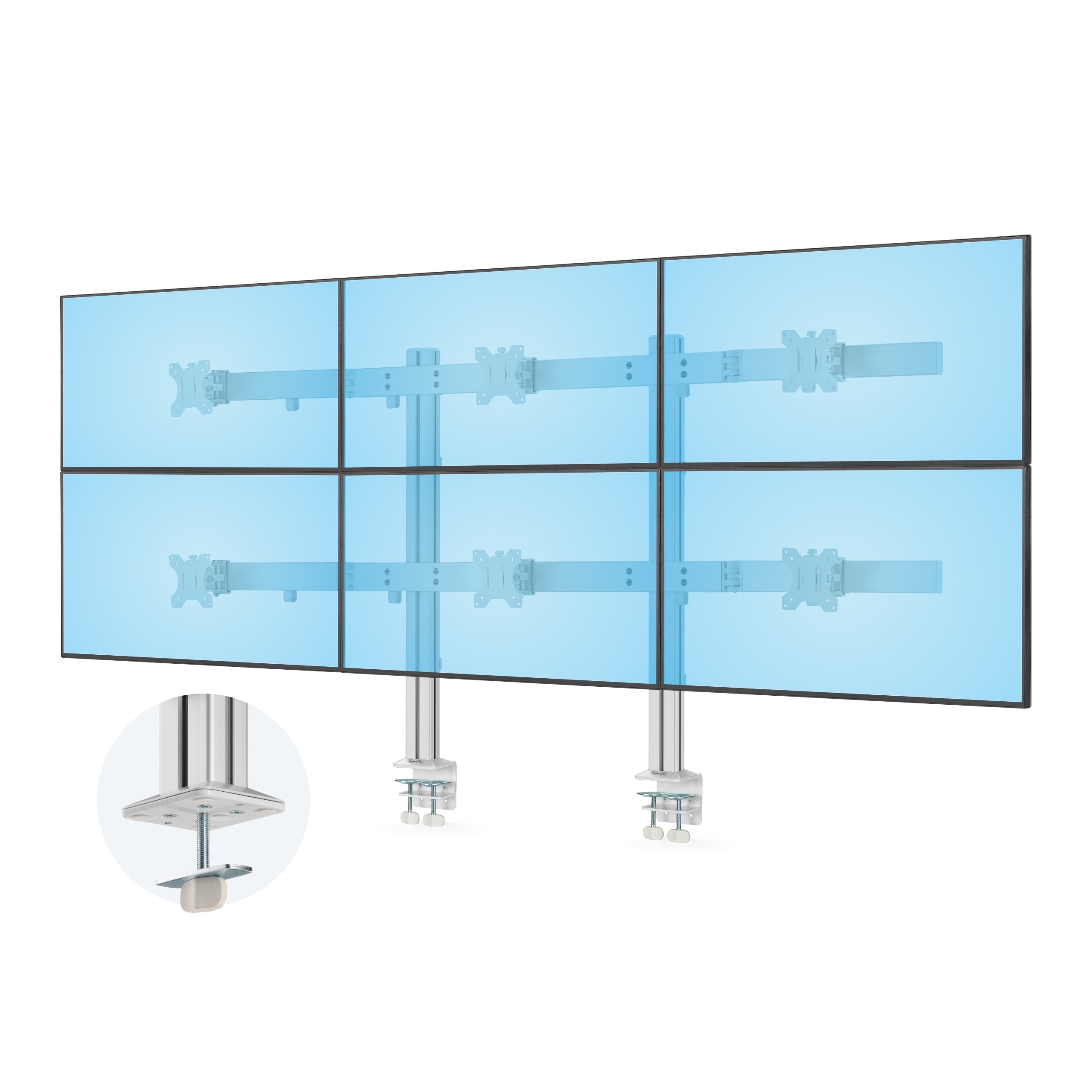 Startech.Com Six-Monitor Desk Mount W  Crossbar, Up To 32 In Screens 17.6lb - Befestigungskit - Für 6 Lcd-Displays - Säule, Dual
